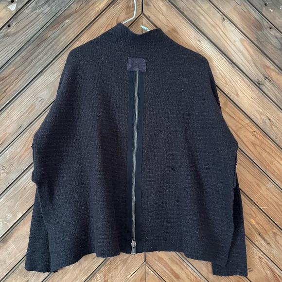 Free People Arctic Fox Sweater XS charcoal wool blend zipper oversized - Picture 5 of 14